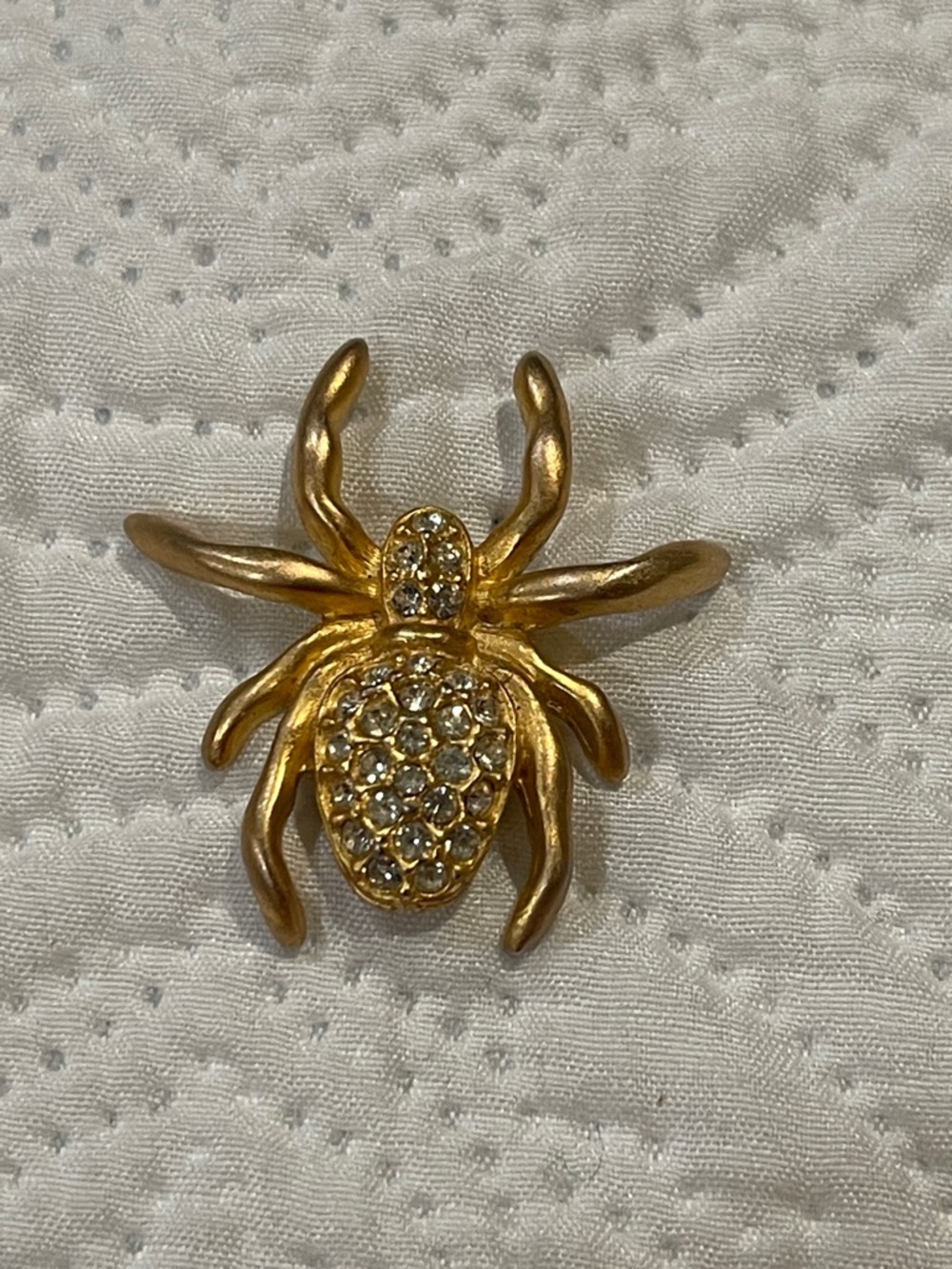Gold Tone Crystal Spider Pendant